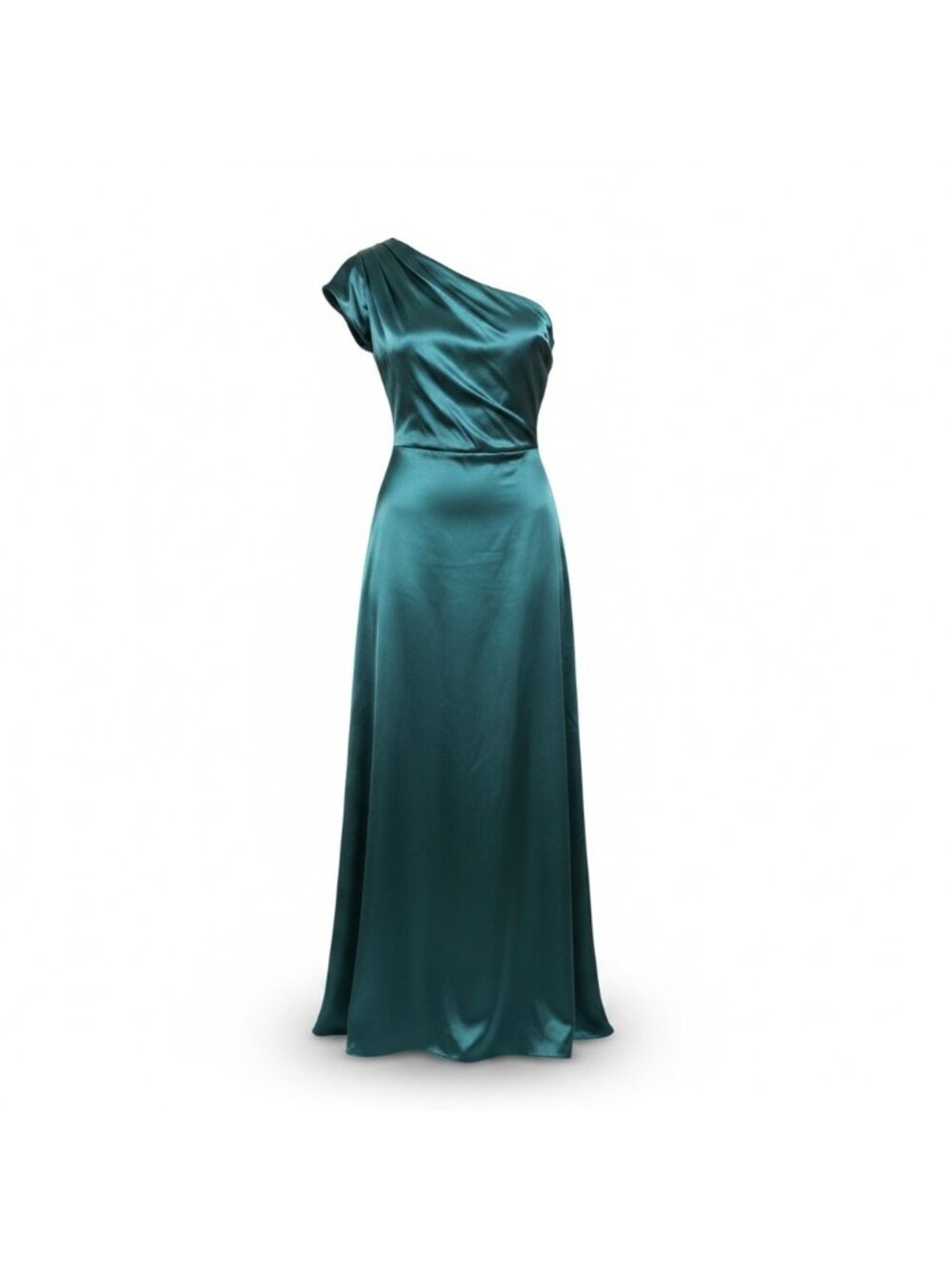 TS Couture Womens Teal One Shoulder Satin Gown Formal Dress